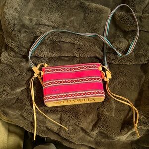 Consuela Vibrant Pink and Tan Crossbody Bag